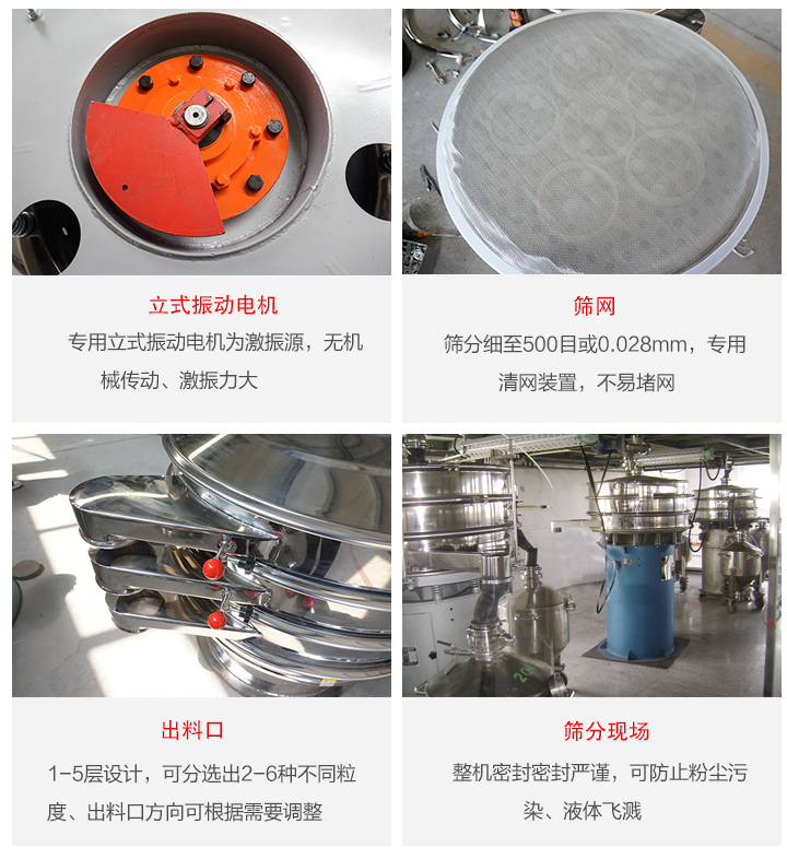 旋振篩定制化有：移動(dòng)，加緣，閘門等多種形式選擇。子母設(shè)計(jì)透網(wǎng)率高，換網(wǎng)方便。