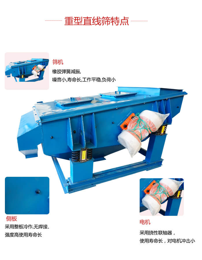 重型直線篩：篩機(jī)，側(cè)板，電機(jī)展示圖