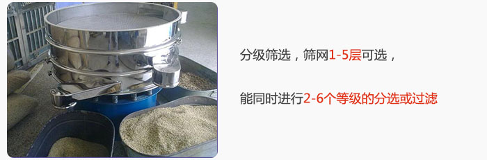 分級篩選，可篩1至5層篩網(wǎng)，能同時進(jìn)行2至6個等級的分選或過濾
