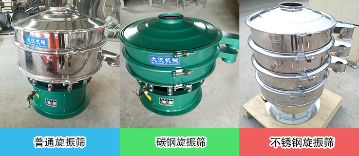 醫(yī)藥振動篩常見材質(zhì)展示：碳鋼＋不銹鋼，不銹鋼，碳鋼等材質(zhì)展示