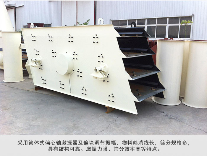 圓振動(dòng)篩 采用筒體式偏心軸激振器及偏心塊調(diào)節(jié)振幅。